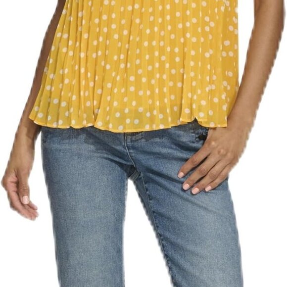 KARL LAGERFELD | Women's Pleated Chiffon High Neck Printed Blouse (Size M) - Picture 5 of 10